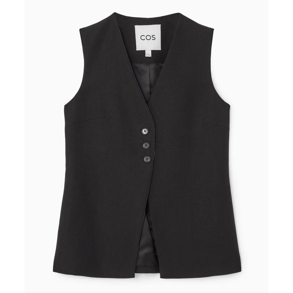 COS Longline Twill Black Waistcoat Vest 4